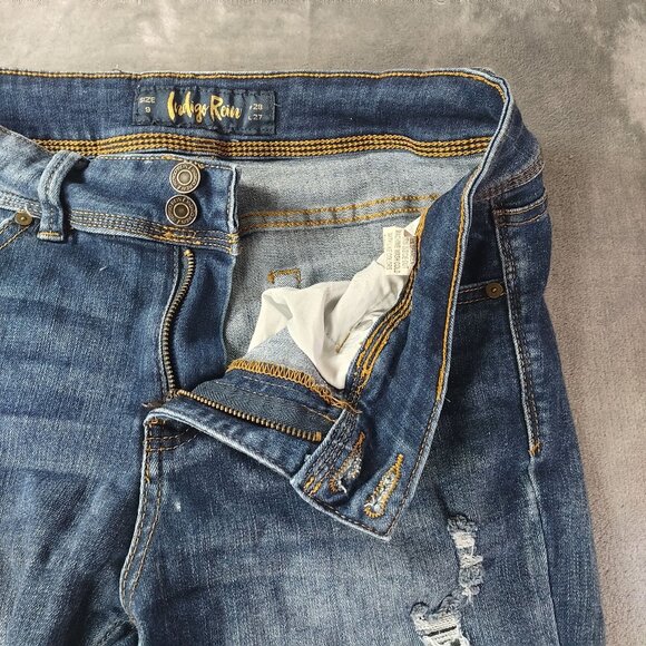 Indigo Rein Women Distressed Skinny Casual Jeans Size 9 W28 L27 Stretch Mid Rise - Picture 4 of 10